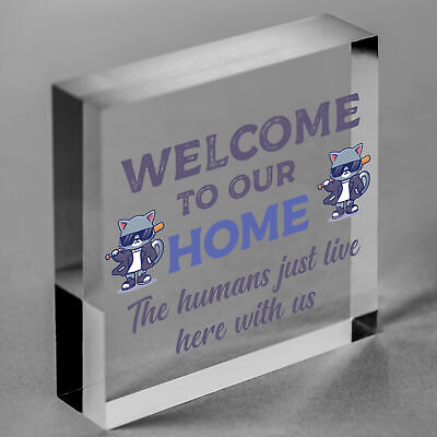 Cat Sign Welcome To Our Home Cat Lover Gift Door Sign Gift For Men Women