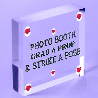 Photo Booth Grab A Prop & Pose Cute Hanging Wedding Day Sign Decoration Plaque