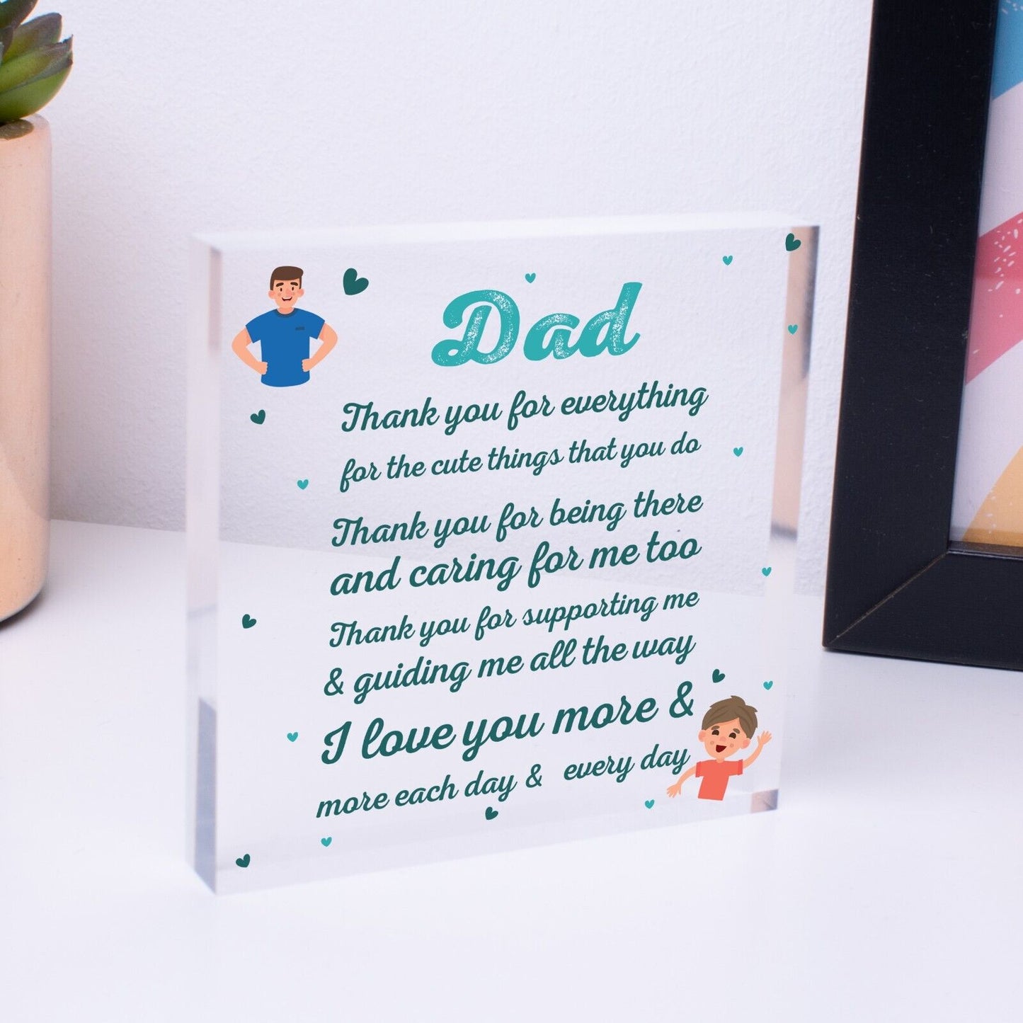 Cute Dad Gift Acrylic Block Birthday Gift For Dad Daughter Son Gifts Keepsakes