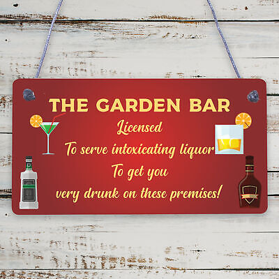 Funny Garden Bar Sign Licensed Plaque Home Bar Pub Man Cave Sign Alcohol Gift