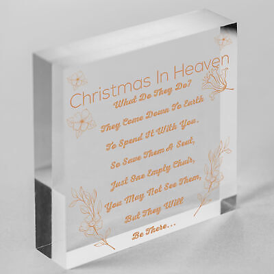 Christmas In Heaven Xmas Tree Decoration Memorial Quote Heart Plaque Love Poem