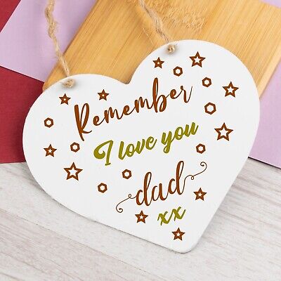 Remember I Love You Dad Wood Heart Gift For Fathers Day Birthday Keepsake