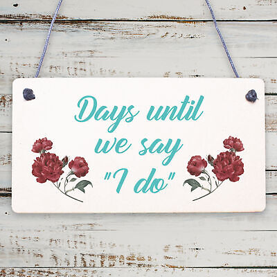 Wedding Countdown I DO Chalkboard Plaque Sign Engagement Gift Fiance Mr & Mrs