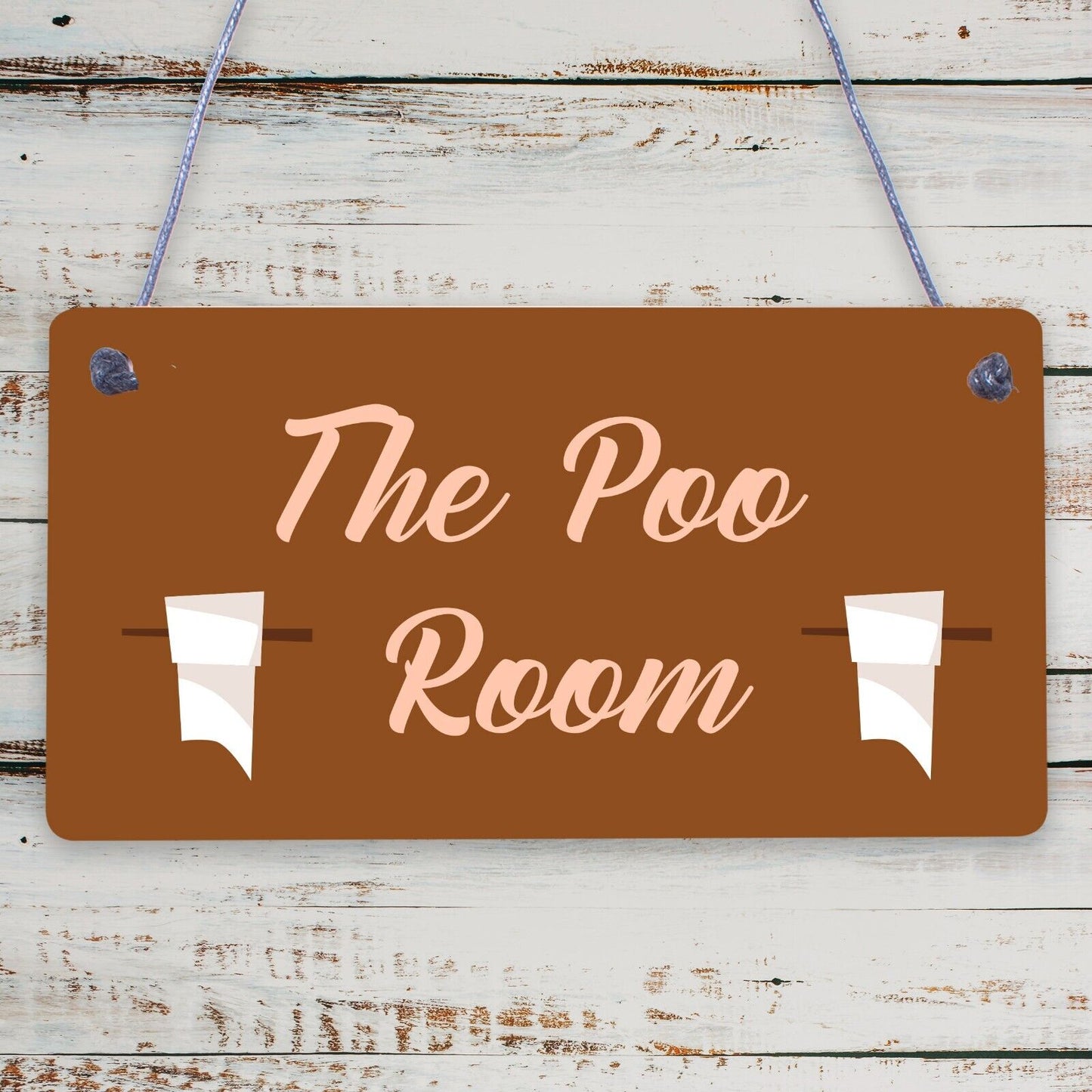 The Poo Room Shabby Chic Bathroom Toilet Loo Plaque Funny Novelty Door Sign