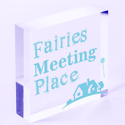 Garden Sign Fairies Meeting Place Hanging Shed SummerHouse Plaque Gifts For Her