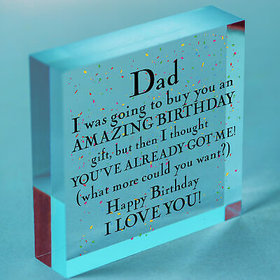 Amazing Happy Birthday Wooden Heart Dad Daddy Funny Card Baby Son Daughter Gifts