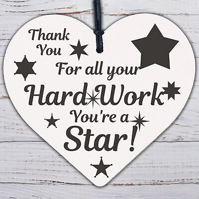 Colleague THANK YOU Gifts Wooden Heart Plaque Employee Teacher Volunteer Gifts