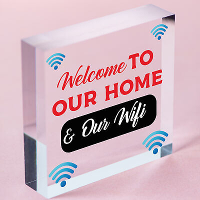 Welcome To Our Home & Wifi Password Chalkboard Gift Hanging Plaque Internet Sign