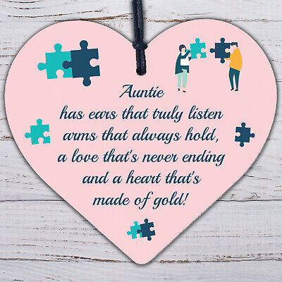 Auntie Gifts For Birthday Christmas Hanging Heart Plaque Special Sister Gift