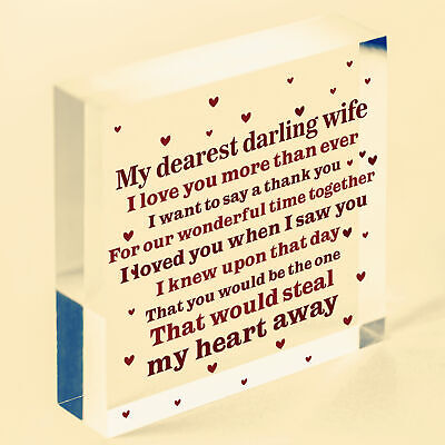 Wedding Anniversary Gift Wooden Heart Husband Wife Gift For Her Women Thank You