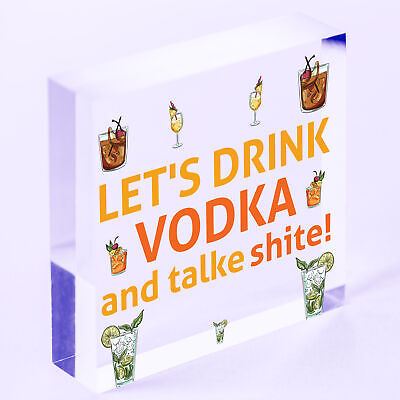 Vodka Novelty Funny Wood Heart Sign Alcohol Home Bar Friendship Gift Plaque