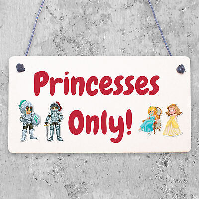 Princesses Only Plaque Door Nursery Bedroom Sign Baby Girl Fairytale Decor Gifts