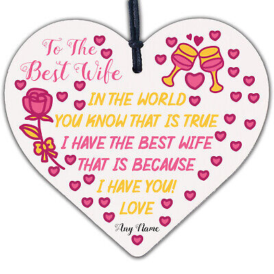 Best Wife Gift Wooden Heart Wife Birthday Christmas Anniversary Gift For Her