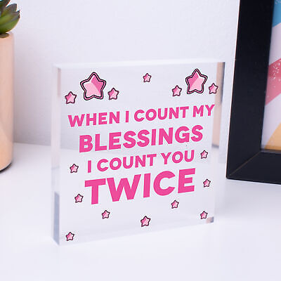 Blessings Count You Twice Wooden Hanging Heart Plaque Friendship Love Gift Sign