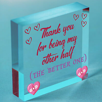 Perfect Anniversary Valentines Day Gift For Him Her OTHER HALF Thank You Gift