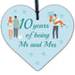 10 Year Anniversary Gift Wooden Heart Sign Mr And Mrs 10th Anniversary Plaque