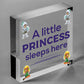 Princess Sleeps Plaque Door Nursery Bedroom Sign Gift Baby Girls Fairytale Decor