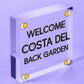 COSTA DEL BACK GARDEN Garden Signs And Plaques For Outdoors Funny Sign