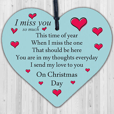 Christmas Miss You Memorial Handmade Hanging Wooden Bauble Tree Decoration Sign