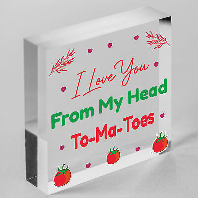 Valentines Day: LOVE YOU HEAD TOMATOES Wood Hanging Heart Sign Funny Kitchen