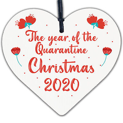 Quarantine 2020 Memory Christmas Tree Bauble Engraved Heart Xmas Decoration