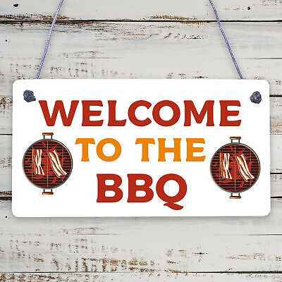 Welcome To The BBQ Sign Engraved Garden Signs And Plaques Man Cave Shed Sign