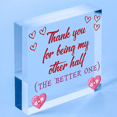 Perfect Anniversary Valentines Day Gift For Him Her OTHER HALF Thank You Gift