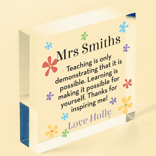 Personalised Thank You Teacher Assistant School Leaving End of Term Keepsake