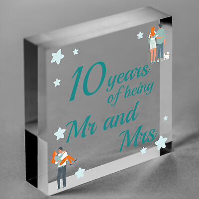 10 Year Anniversary Gift Wooden Heart Sign Mr And Mrs 10th Anniversary Plaque