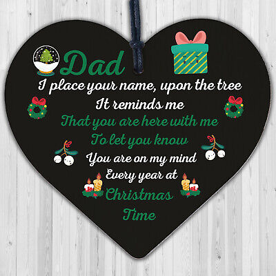 DAD Memorial Christmas Tree Bauble Handmade Wood Hanging Heart Decoration Sign