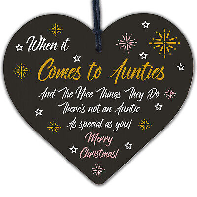 Auntie Gift Christmas Bauble Gifts For Auntie Wood Heart Thank You Gifts