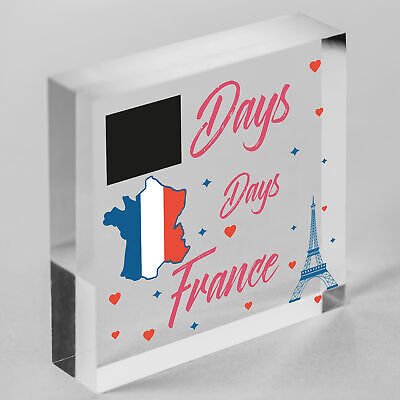 Chalkboard Holiday Countdown FRANCE Hanging Plaque Accessories Friendship Gifts