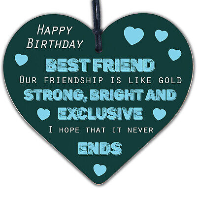 Birthday Best Friend Gift Wooden Heart Friendship Sign Thank You Keepsake Gift