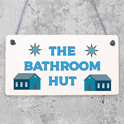 Quirky Nautical Bathroom Sign THE BATHROOM HUT Beach Theme Toilet Sign