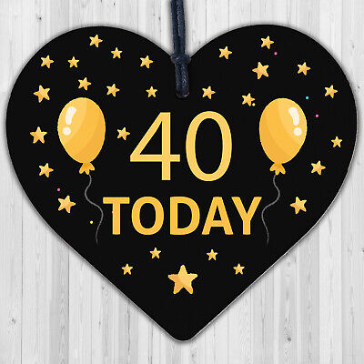 40th Birthday Wooden Heart Decoration Gift Tag 40th Birthday Gift For Him Her