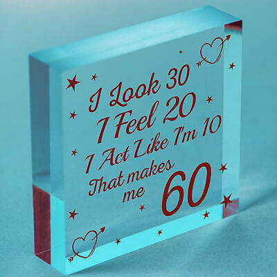 60th Birthday Novelty Funny Gift For Mum Dad Nan Grandad Wood Heart Plaque Card