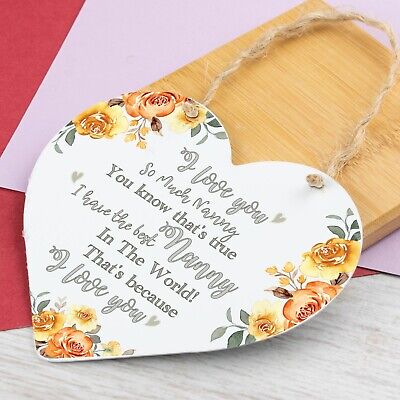 Thank You NANNY Gift For Birthday Christmas Wood Heart Keepsake Grandparent Gift