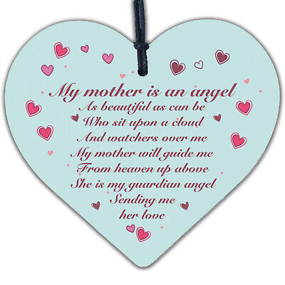 Mum Guardian Angel Wood Love Heart Sign Memorial Mothers Day Gift Grave Plaque