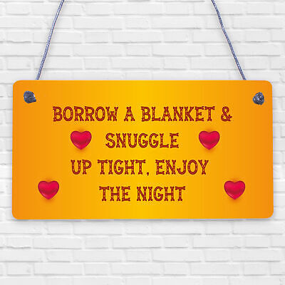 Snuggle Up Tight Enjoy The Night Cute Hanging Wedding Day Plaque Decor Gift Sign