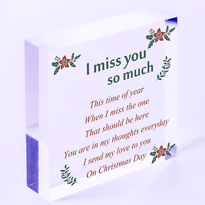 Christmas Miss You Memorial Handmade Hanging Wooden Bauble Tree Decoration Sign