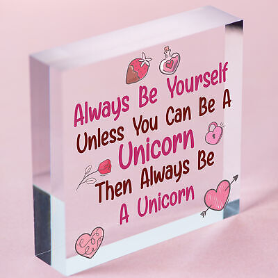 Always Be A Unicorn Funny Hanging Heart Wood Plaque Friendship Gift Sign New