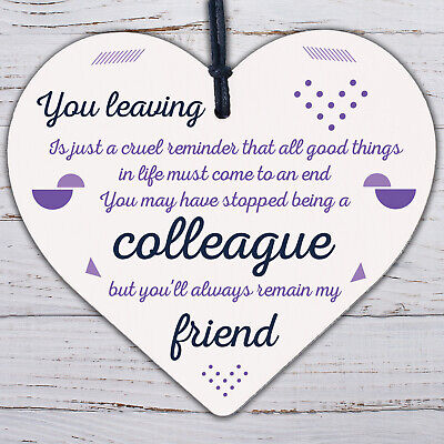 Colleague Gift Friendship Friend Wood Heart Plaque Leaving Office Gift Thank You