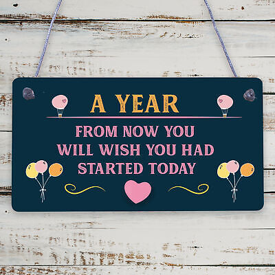 A Year From Now Wooden Hanging Plaque Inspirational Quote Friendship Gift Sign