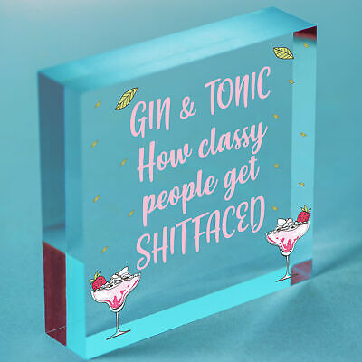 Funny Gin & Tonic Gift For Gin Lovers Hanging Alcohol Kitchen Bar Pub Plaque