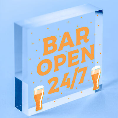 Bar Sign Pub Club Home Bar Open Display Hanging Plaque Kitchen Friendship Gift