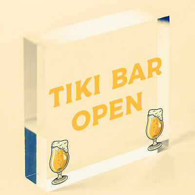 Tiki Bar Open Hanging Bar Plaque Beer Cocktail Beach Decoration Sign Friend GIFT