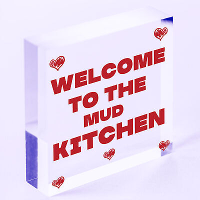 Welcome Mud Kitchen Home School Garden Outdoor Hanging Plaque Plot Gift Sign