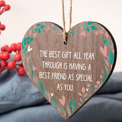 Best Friend Sister Friendship Plaque Thank You Gift Wooden Heart Keepsake Gifts