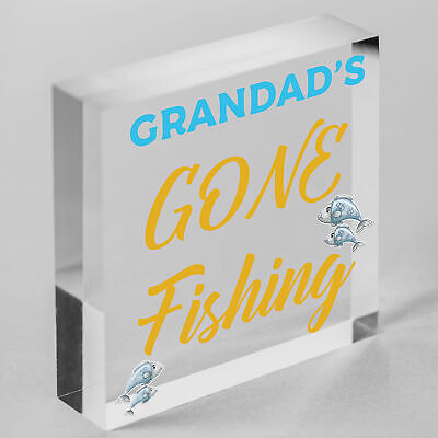 Grandad's Gone Fishing Dad Fisherman Grandad Hanging Wall Plaque Man Cave Sign