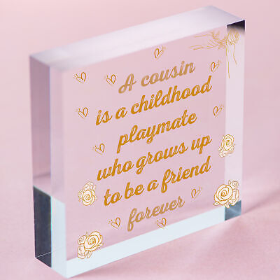 Cousin Friendship Gift Wooden Heart Plaque Keepsake Birthday Thank You Present